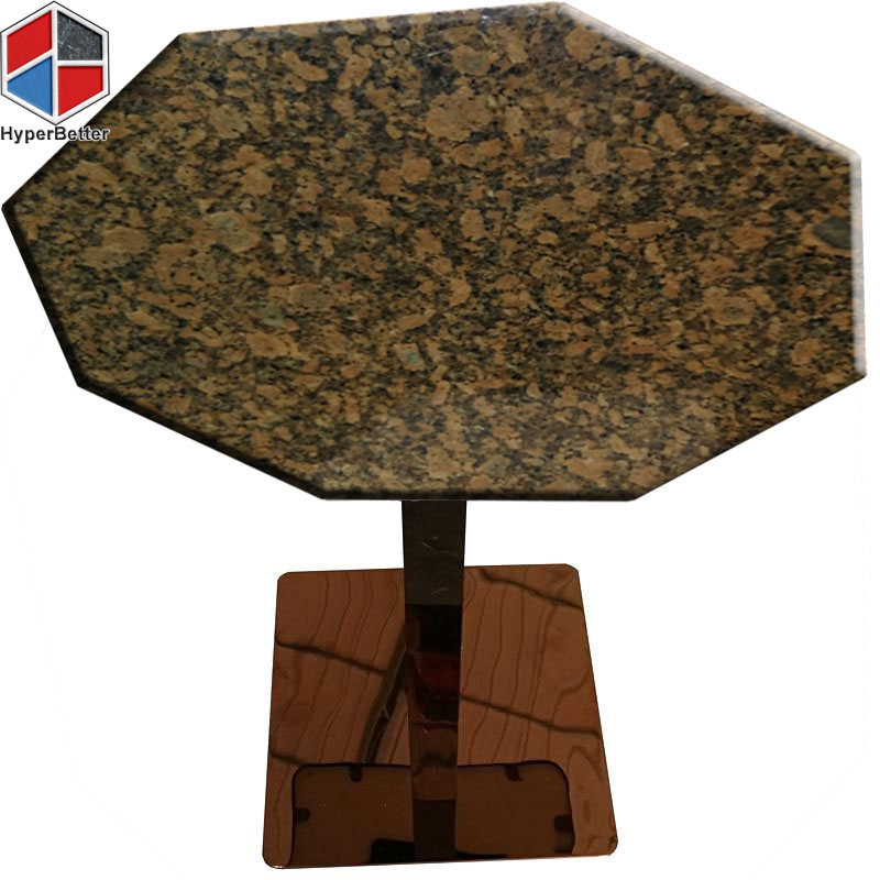 Customized hexagon Giallo Fiorito granite center table