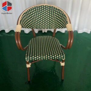 Green-fake-rattan-chairs