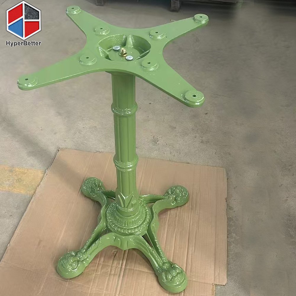 Custom made green cast iron table base