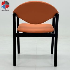 Orange Leather Wood Chairs 2