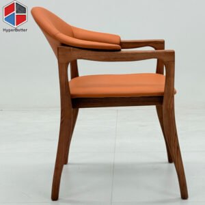 Orange PU Leather Wood Chairs