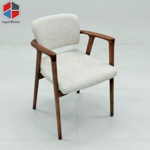 Wood Frame Oriental Chairs White Fabric Seat Chairs
