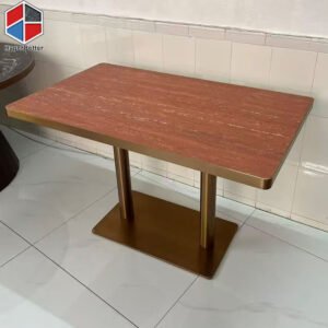 Red Travertine Top Table