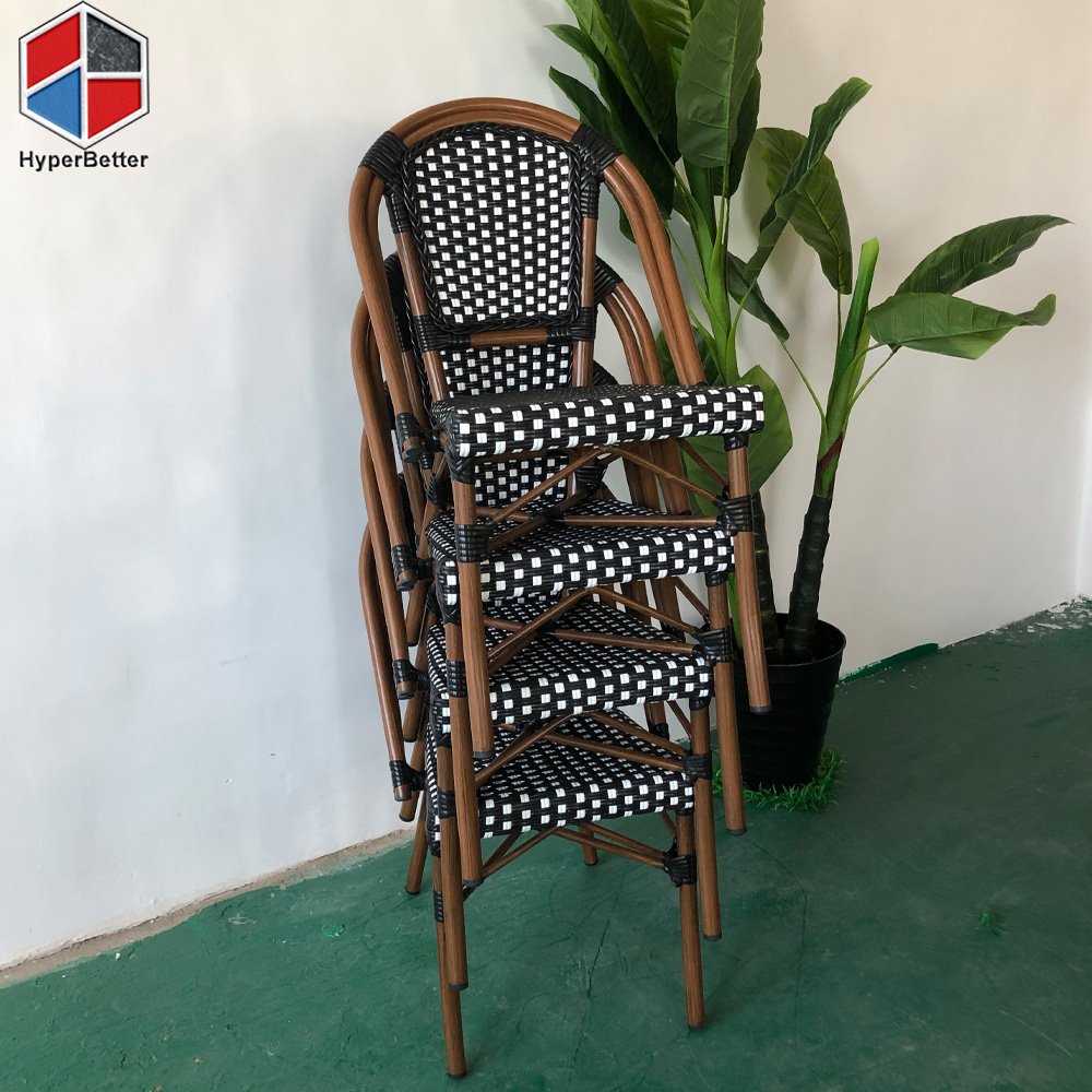 Black & White Plastic Rattan Chairs