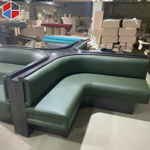 Green Leather X Shape Restaurant Booth