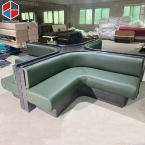 Green Leather X Shape Restaurant Booths