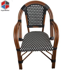 Black & White Plastic Rattan Arm Chairs